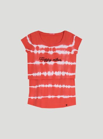 T-shirt d'allaitement à rayures tie-dye - Fraise 6