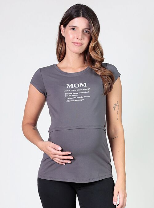 Camiseta de lactancia Mom - Gris oscuro