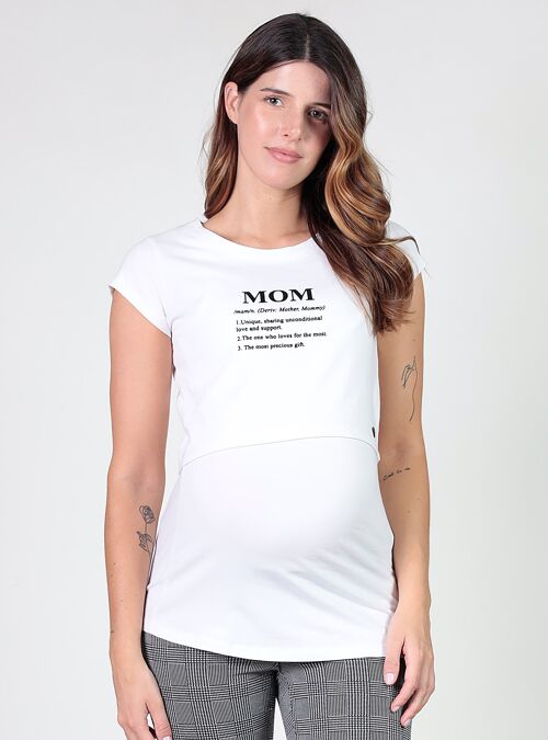 Camiseta de lactancia Mom - Blanco