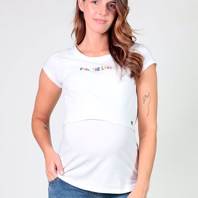 T-shirt da allattamento Feel the love - Bianca