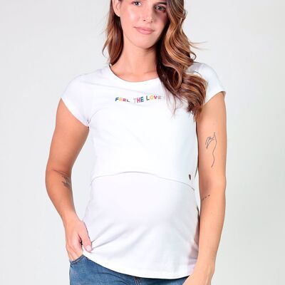 Camiseta lactancia Feel the love - Blanco