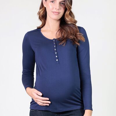 Nursing top with buttons - Blue