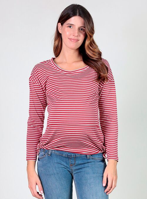 camiseta de rayas con lazos - Rojo/Blanco