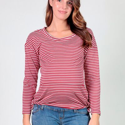 Striped T-shirt With Bows - Red/White