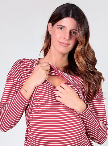 T-shirt rayé à nœuds - Rouge/Blanc 3