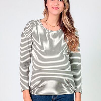 striped t-shirt with bows - Khaki