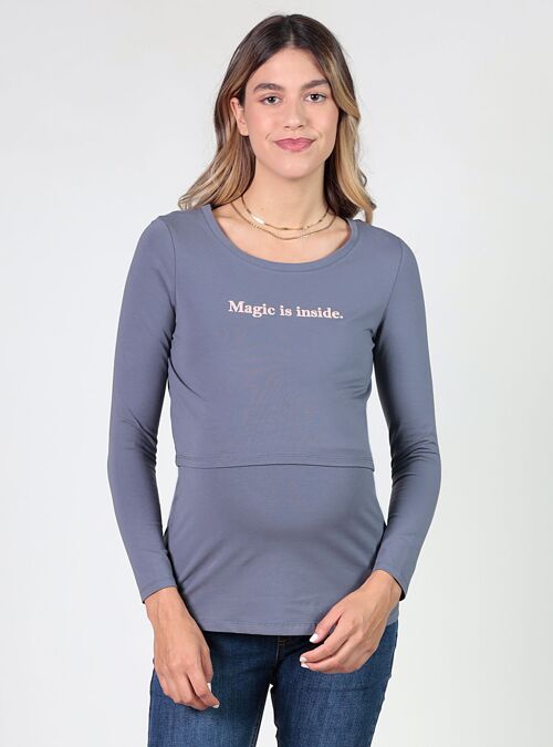 Camiseta lactancia Magic is inside - Gris oscuro