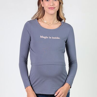 Camiseta lactancia Magic is inside - Gris oscuro