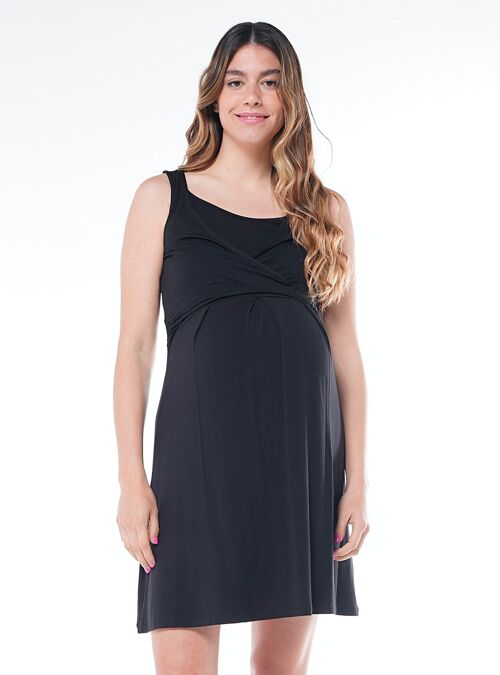 Vestido lactancia escote cruzado - Negro