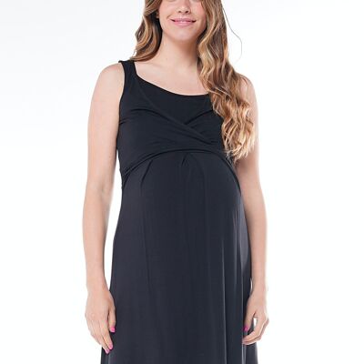 Abito da allattamento con scollo incrociato - Nero