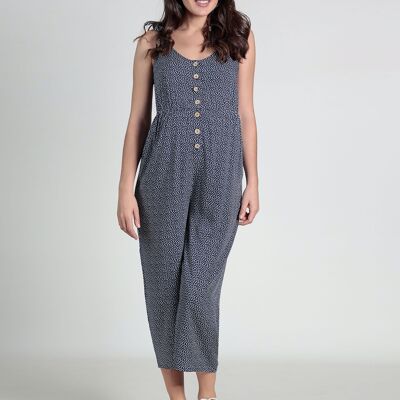 Maternity Printed Jumpsuit - Navy