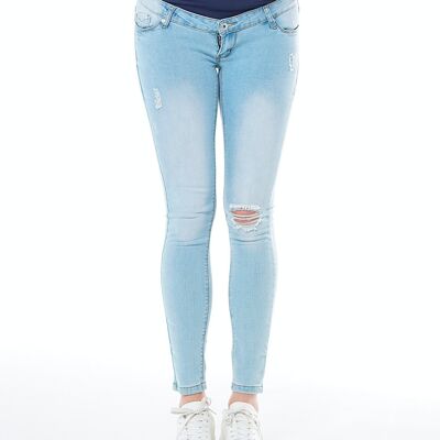 Jeans slim con strappi e pancia bassa