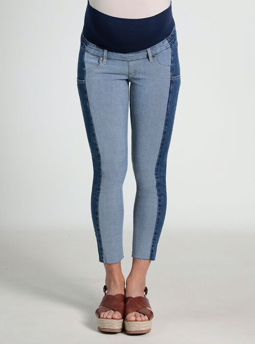 Pantalón jeans premamá 2 tonos combinado - Indigo oscuro