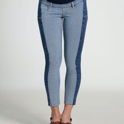 Pantalón jeans premamá 2 tonos combinado - Indigo oscuro