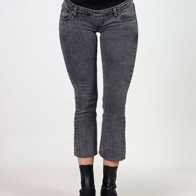 Gray Flared Crop Maternity Jeans - Dark Gray