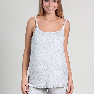 T-shirt de pyjama fleuri d'allaitement - Gris vigoureux
