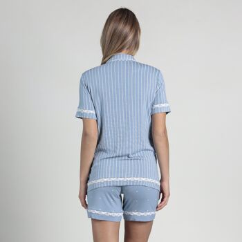 Pyjama chemise imprimé rayures - Bleu 4