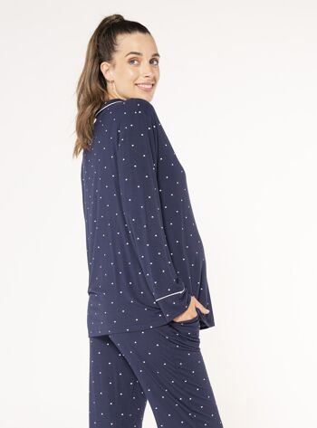 Pyjama chemise d'allaitement avec coeurs - Marine 3