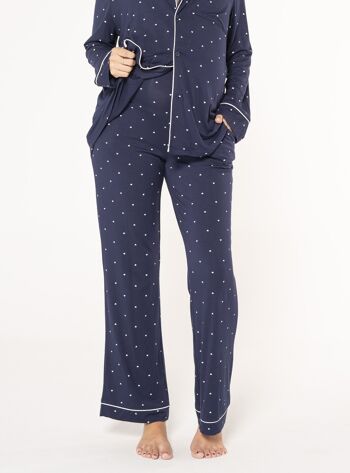 Pantalon de pyjama long à cœurs - Marine 1