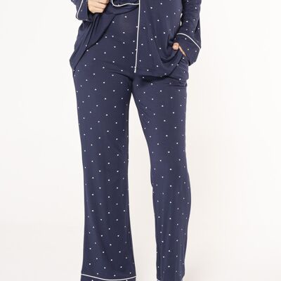 Long pajama pants with hearts - Navy