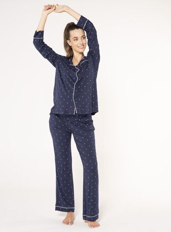 Pantalon de pyjama long à cœurs - Marine 2
