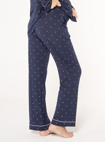 Pantalon de pyjama long à cœurs - Marine 3
