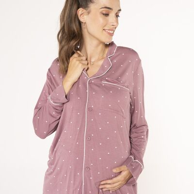 Camisa de lactancia pijama con corazones - Morado