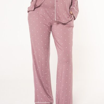 Lange Pyjamahose mit Herzen - Violett