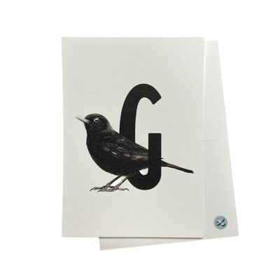 Carte-lettre G avec oiseau