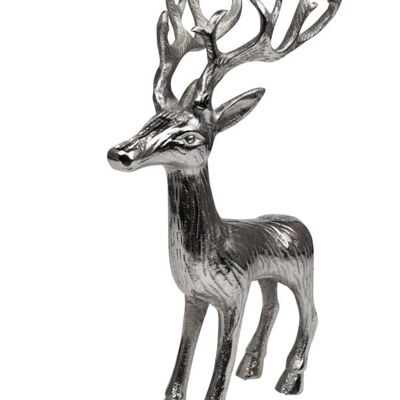 Deer deco XL metal silver 41 cm