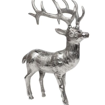 Deer XL deco metal silver 37 cm