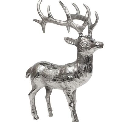 Deer XL deco metallo argento 37 cm