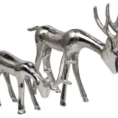 Set di 2 cervi in metallo argento moderno 39 cm / 25 cm
