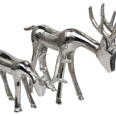 Set di 2 cervi in metallo argento moderno 39 cm / 25 cm