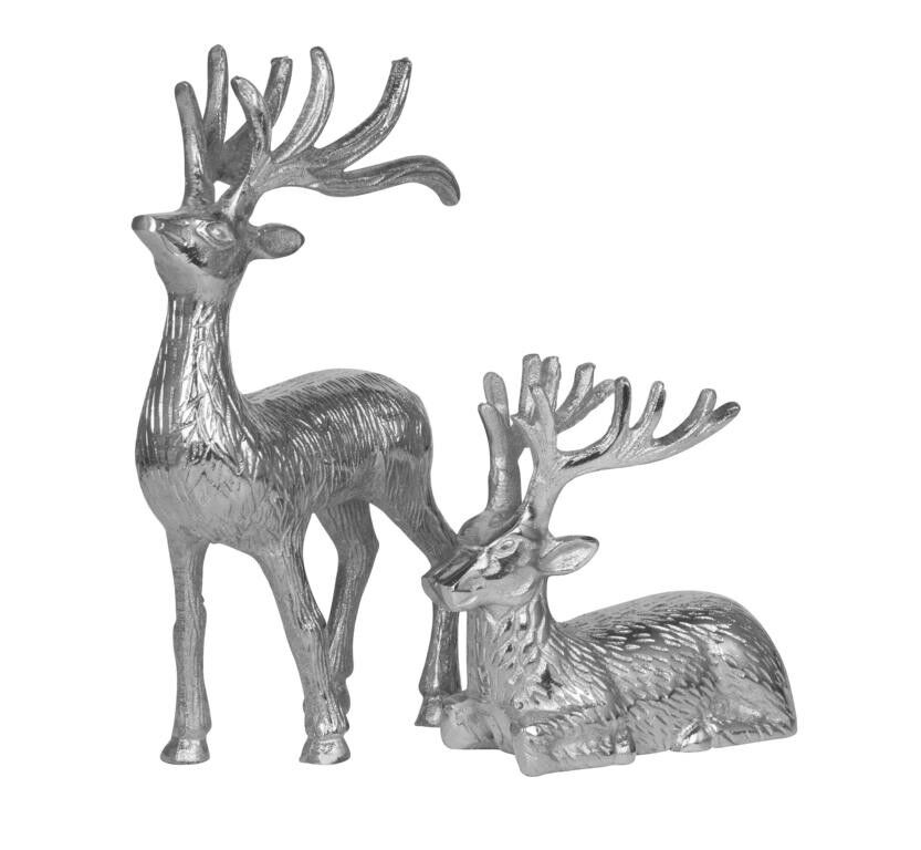 Cerf lot de 2 aluminium argent