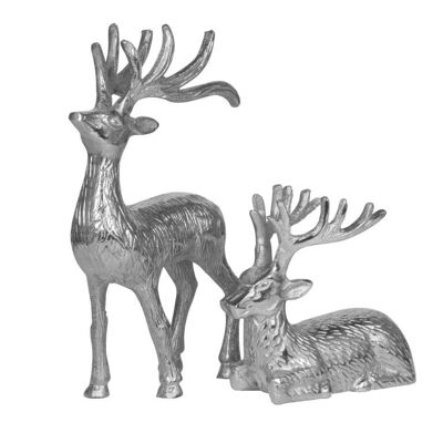Deer set of 2 aluminum silver