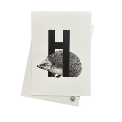 Letterkaart H met egel