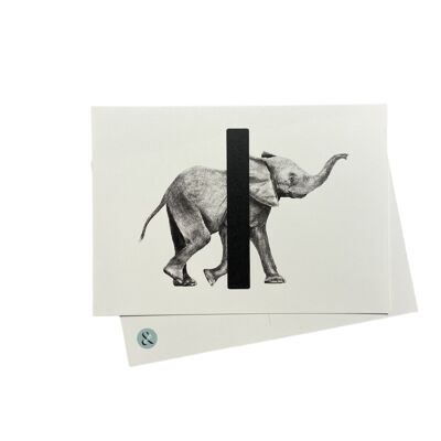 Letter card I with elephant