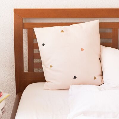Kissenbezug 50x50 Japandi natur, oliv, terracotta aus Baumwolle, minimalistisch