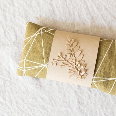 Yoga eye pillow olive green made of cotton with lavender