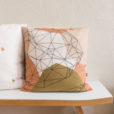 Cushion cover 50x50cm Japandi geometric natural, olive, terracotta
