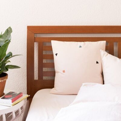 Cushion cover 50x50 Japandi natural, blue, terracotta cotton, minimalist