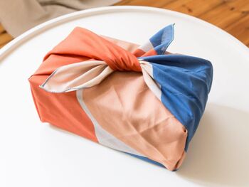 Set furoshiki coloré (beige, bleu, rouge), 2 tailles en coton (set n°2 : gros objets 70cm + lowpoly 50cm) 4