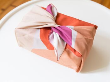 Ensemble furoshiki coloré (beige, violet, rouge, rose), 2 tailles en coton (ensemble n°1 : lowpoly 70cm + gros objets 50cm) 4