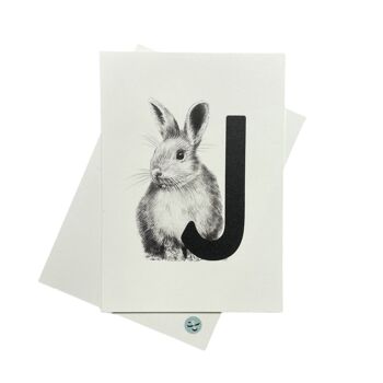 Carte lettre J avec lapin 1