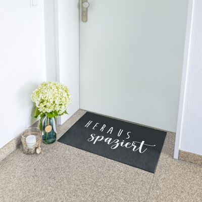 washable doormat; walked out