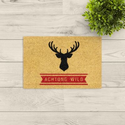 coir doormat; Animal Sayings Moose Attention Wild