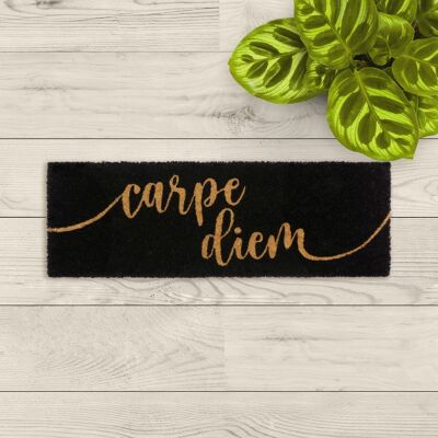 coir doormat; carpe diem black