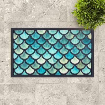 doormat; fishscale blue