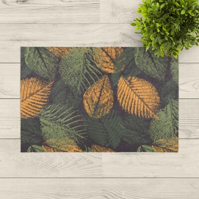 paillasson lavable; Feuilles orange/vert